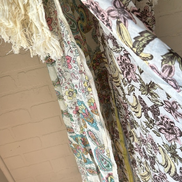 FREE PEOPLE shirt Duster large Watching Waves Maxi Aquamarine Combo NEW - Picture 12 of 15